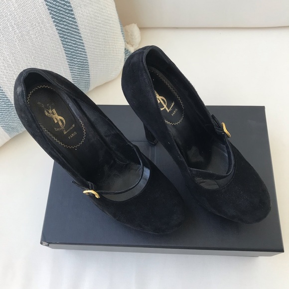 Black Suede Saint Laurent Heels - Picture 4 of 5